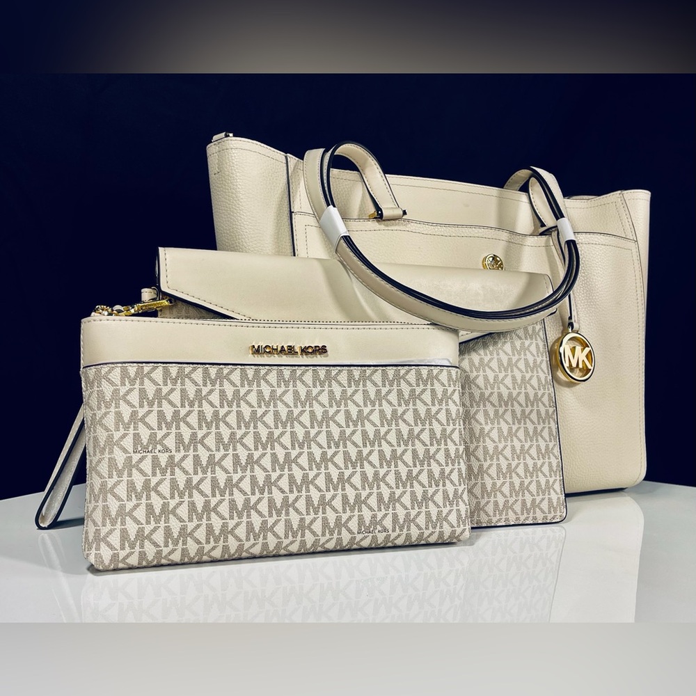 Michael Kors Maisie Large Pebbled Leather 3-IN-1 Tote Bag bundled Purse